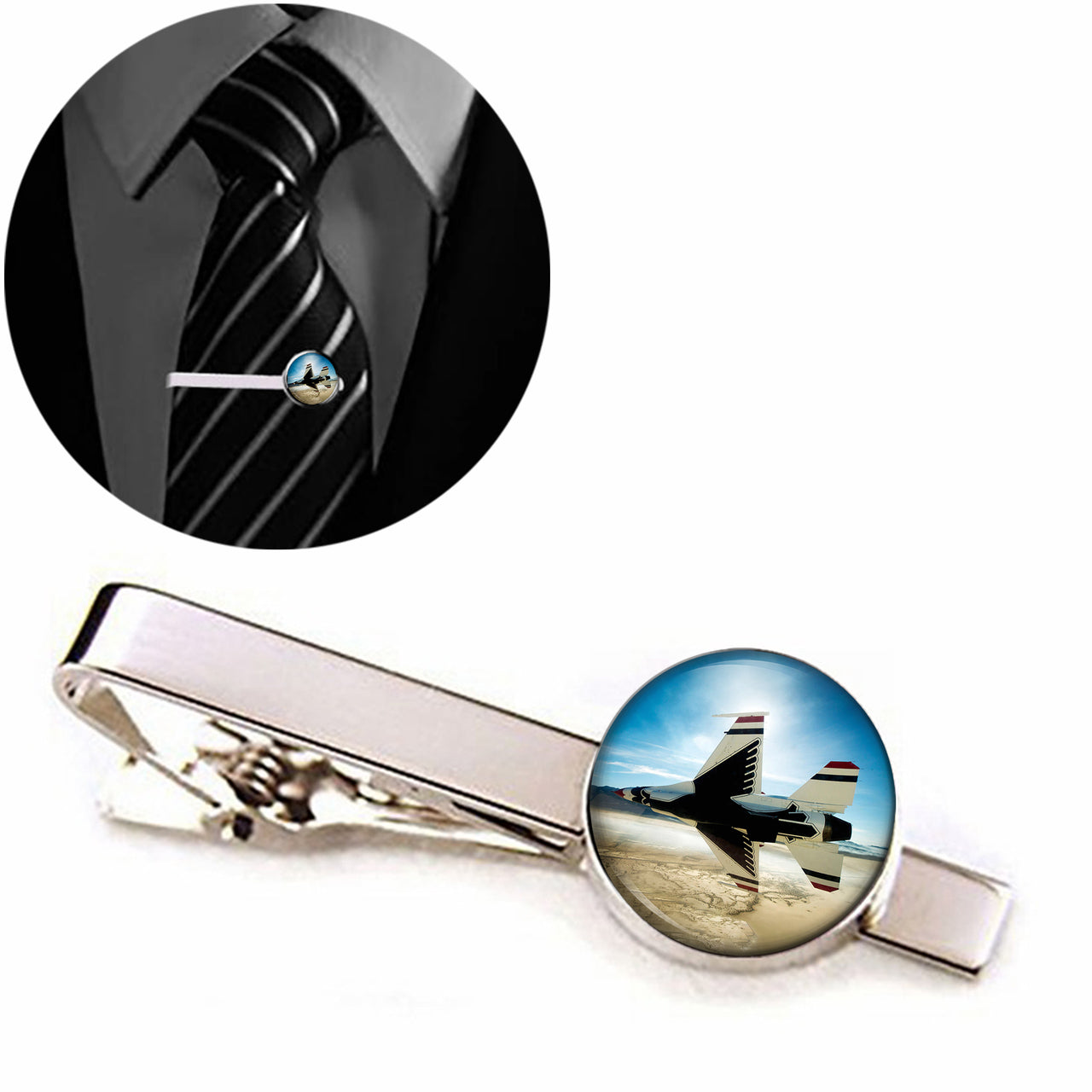 Turning Right Fighting Falcon F16 Designed Tie Clips