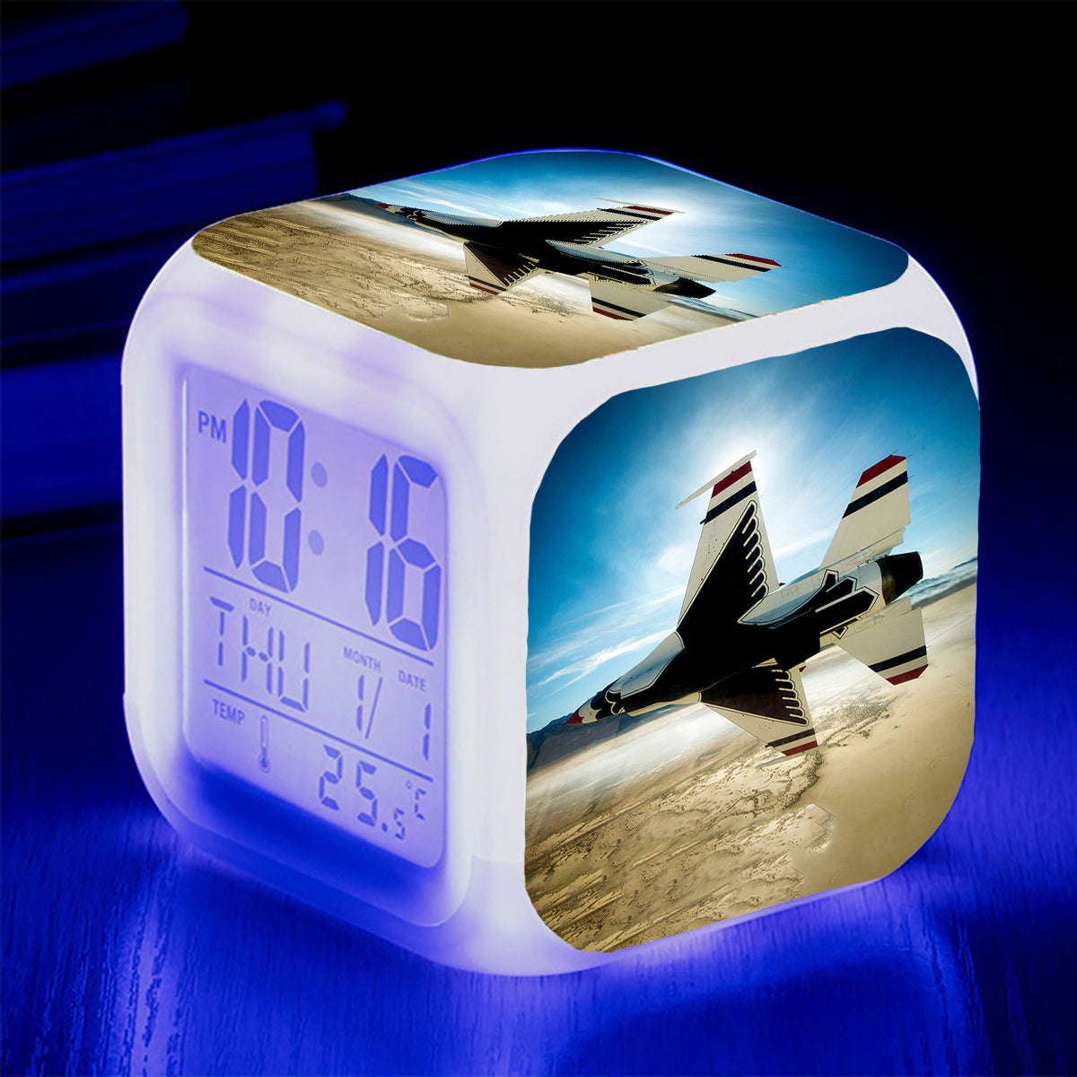Turning Right Fighting Falcon F16 Designed "7 Colour" Digital Alarm Clock