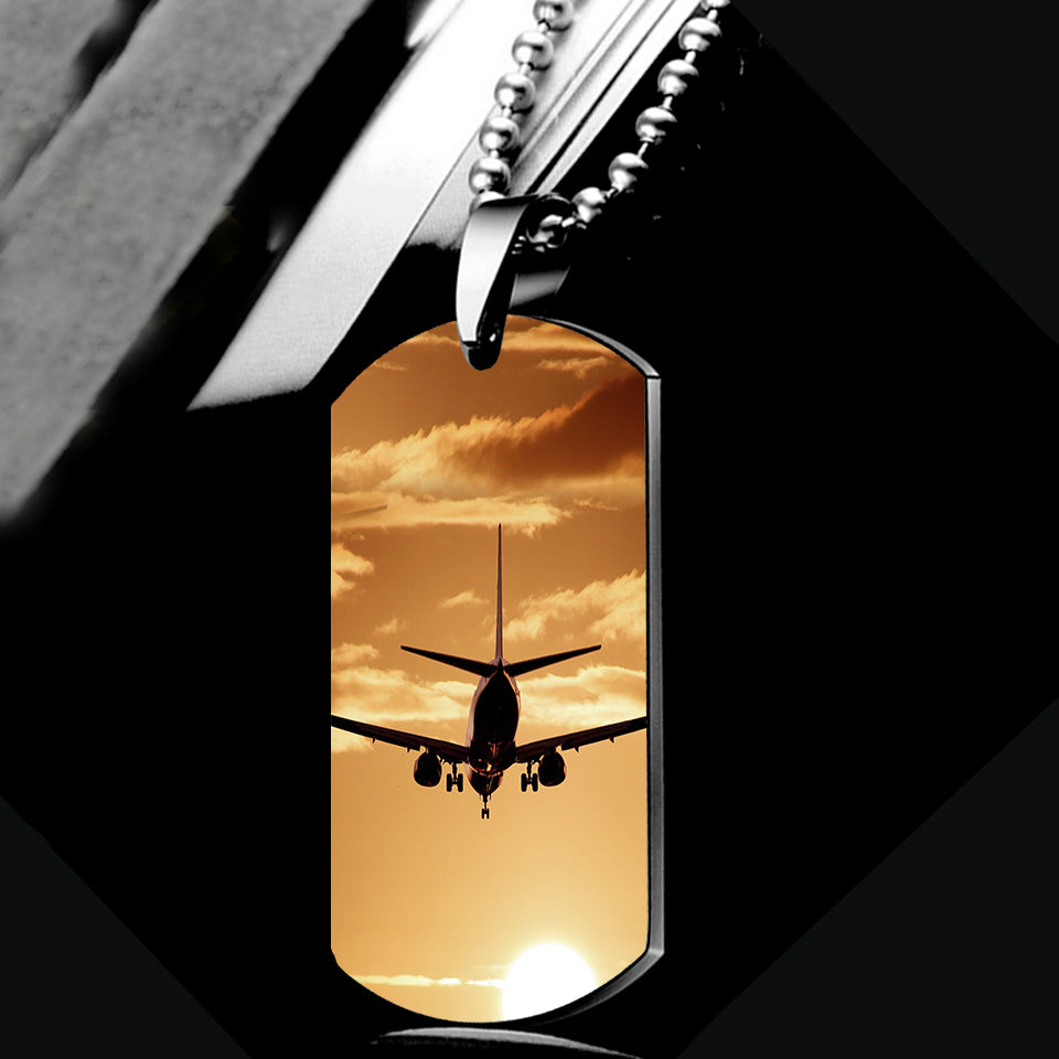 Two Aeroplanes During Sunset Designed Metal Necklaces