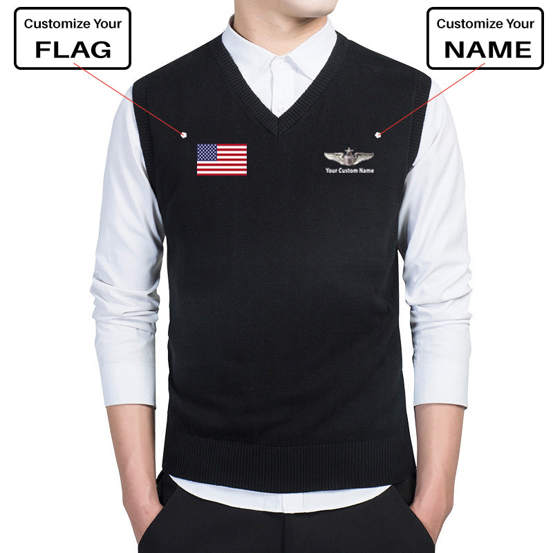Custom Flag & Name "US Air Force & Star" Designed Sweater Vests