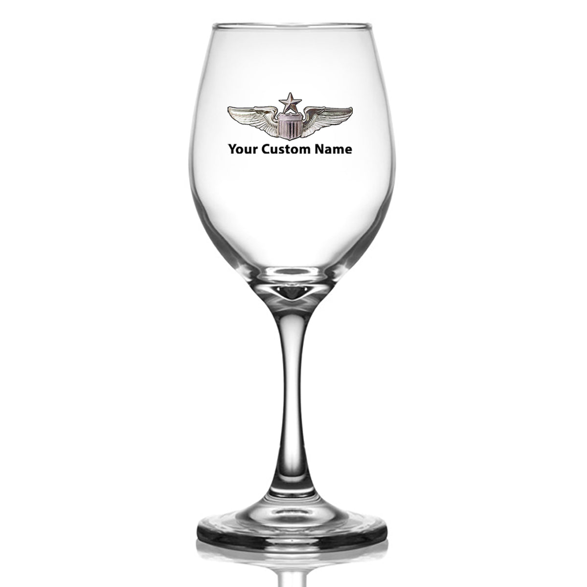 Custom Name "US Air Force & Star" Designed Wine Glasses