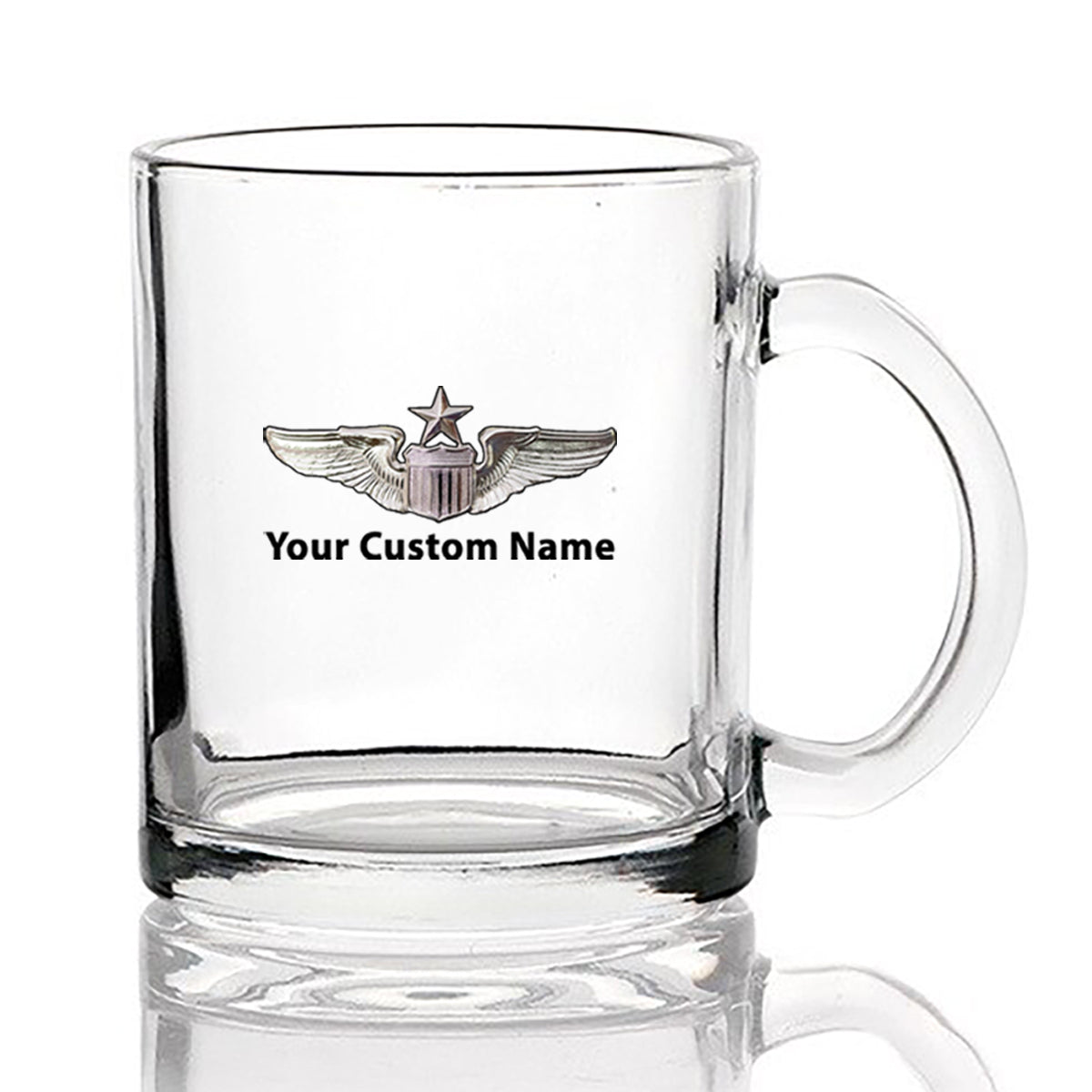 Custom Name "US Air Force & Star" Designed Coffee & Tea Glasses