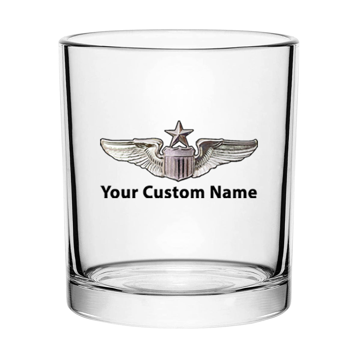 Custom Name "US Air Force & Star" Designed Special Whiskey Glasses