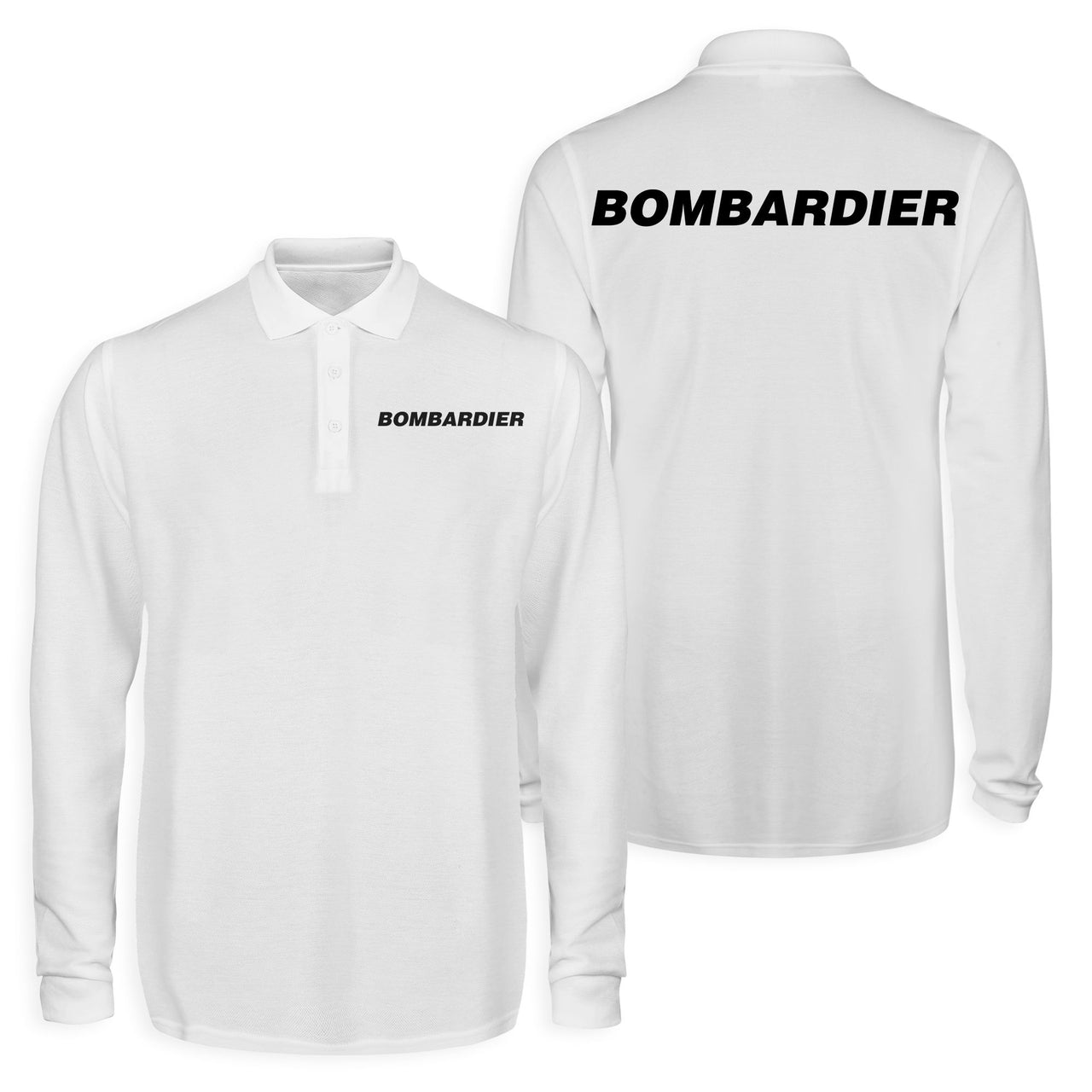 Bombardier & Text Designed Long Sleeve Polo T-Shirts (Double-Side)