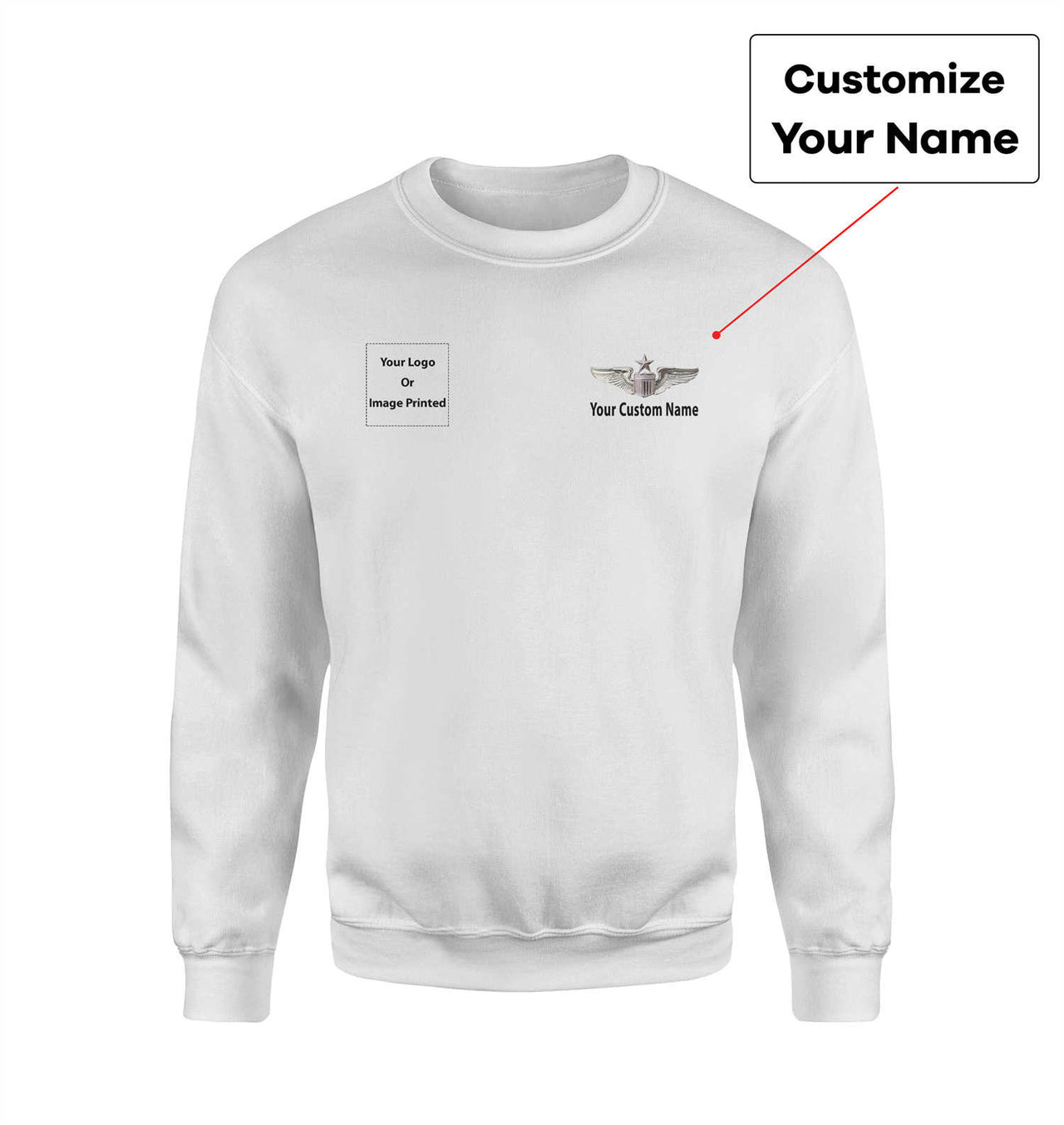 Side Your Custom Logos & Name (US Air Force & Star) Designed Sweatshirts
