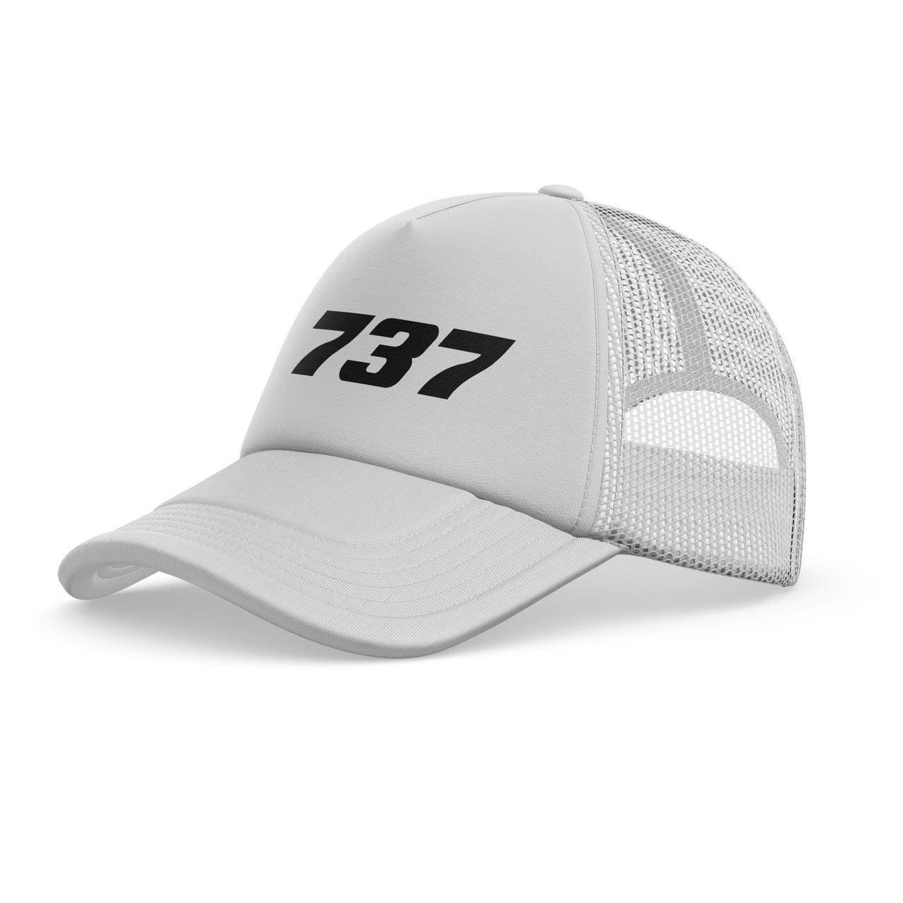 737 Flat Text Designed Trucker Caps & Hats