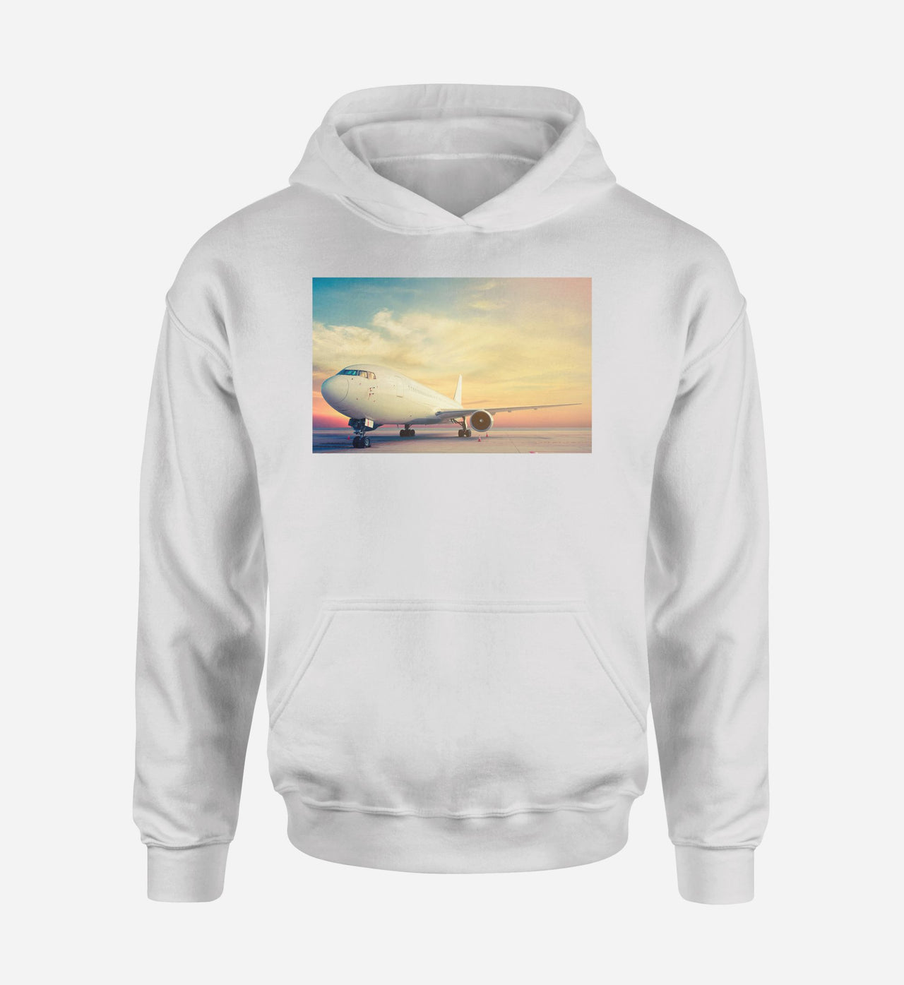 Parked Aircraft During Sunset Designed Hoodies
