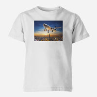Thumbnail for Super Aircraft over City at Sunset Designed Children T-Shirts