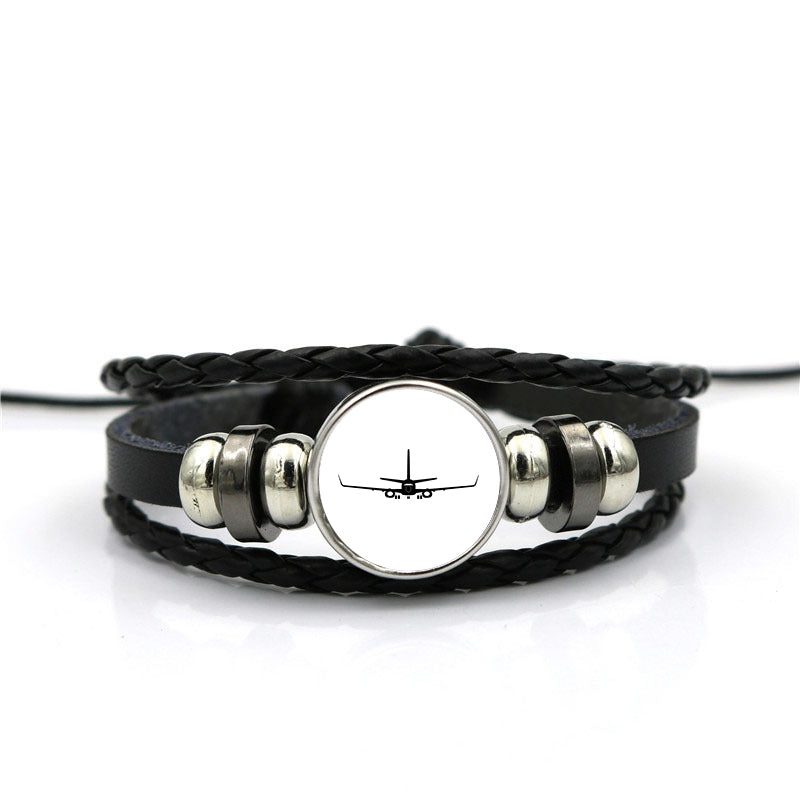 Boeing 737-800NG Silhouette Designed Leather Bracelets