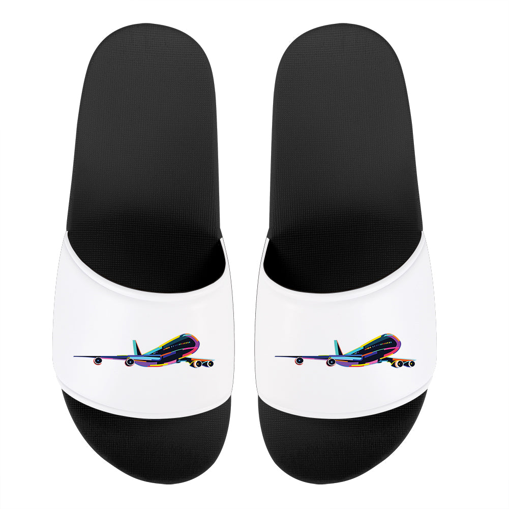 Multicolor Airplane Designed Sport Slippers