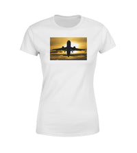 Thumbnail for Departing Passanger Jet During Sunset Designed Women T-Shirts