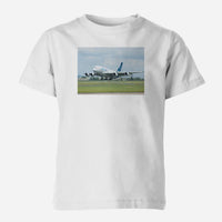 Thumbnail for Departing Airbus A380 with Original Livery Designed Children T-Shirts