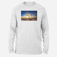 Thumbnail for Super Aircraft over City at Sunset Designed Long-Sleeve T-Shirts