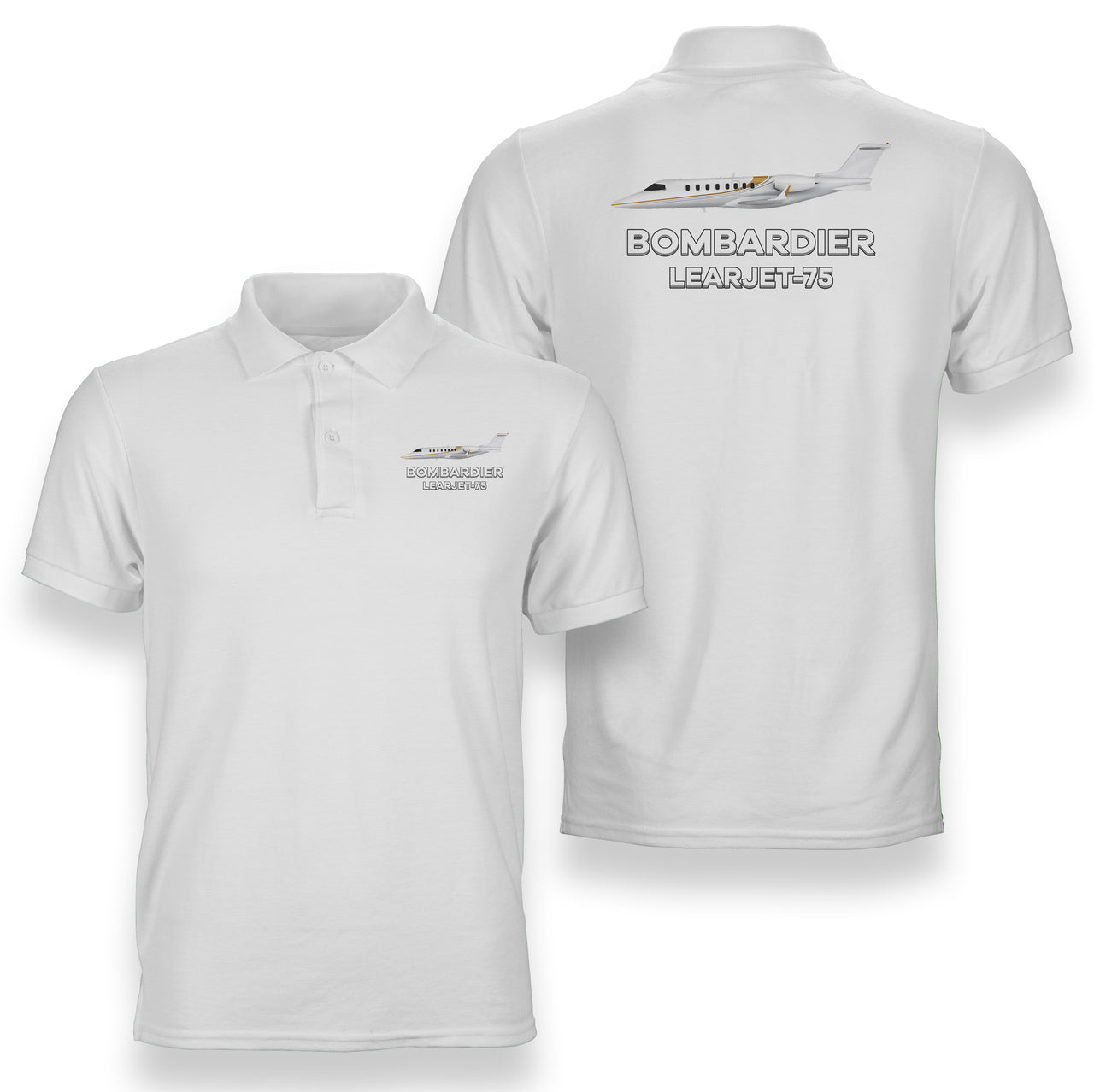 The Bombardier Learjet 75 Designed Double Side Polo T-Shirts