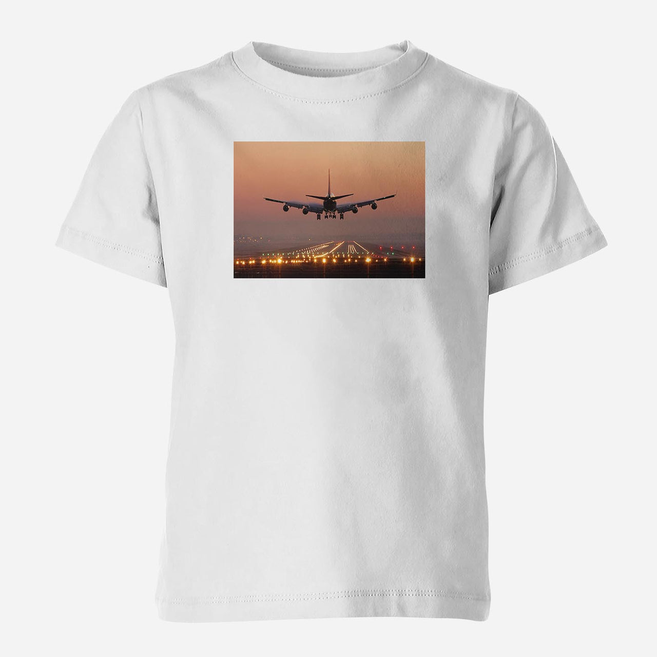 Landing Boeing 747 During Sunset Designed Children T-Shirts