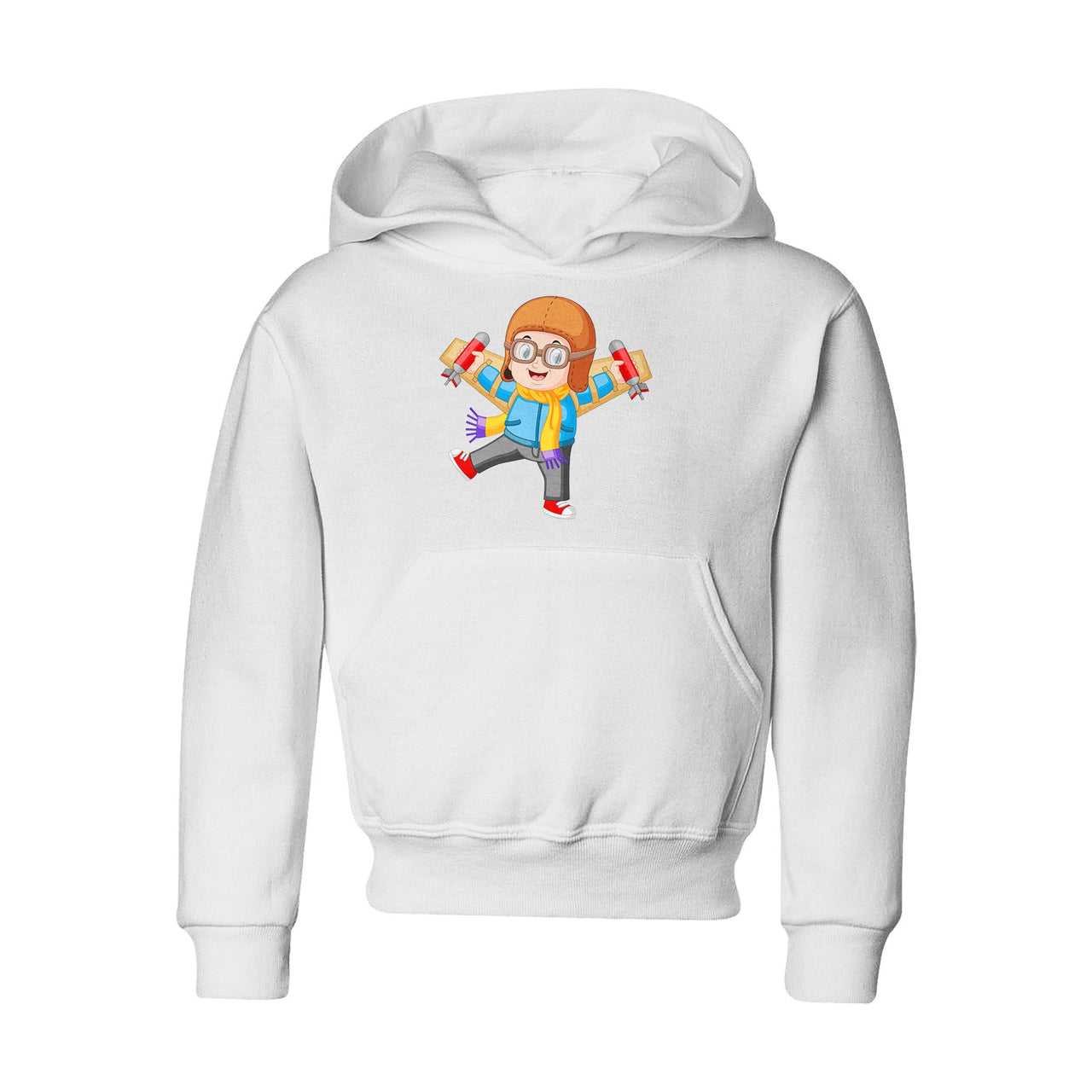 Cute Little Boy Pilot Costume Playing With Wings Designed "CHILDREN" Hoodies