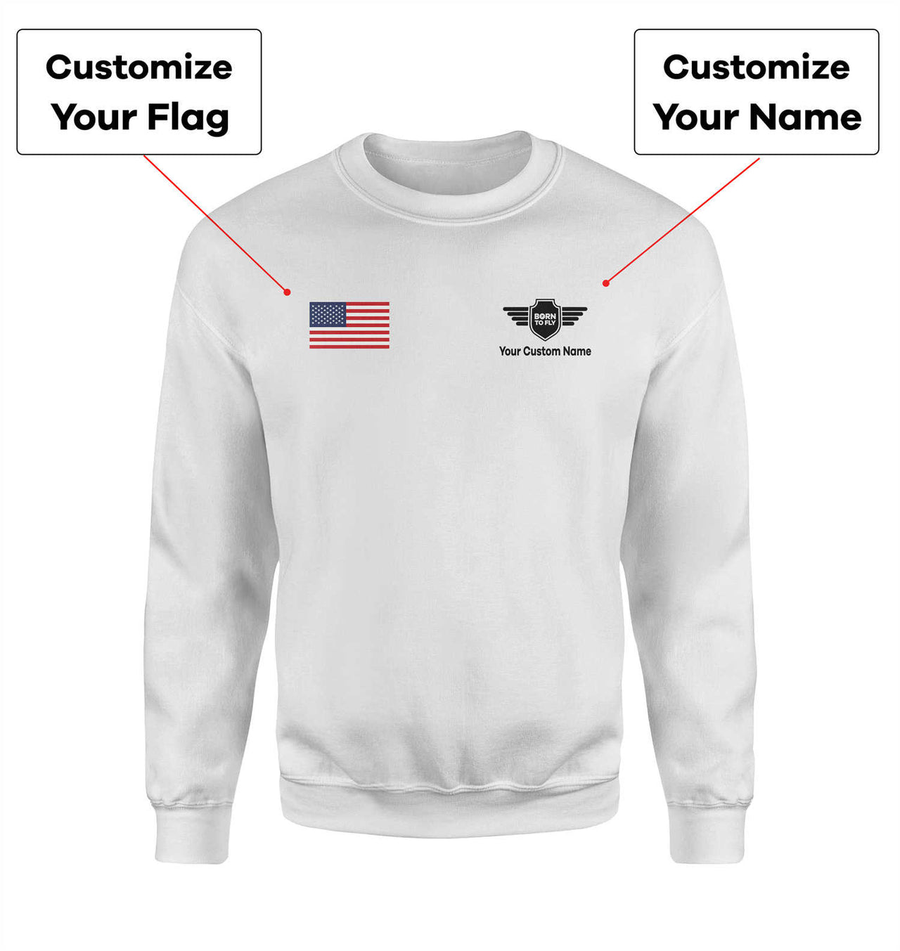 Custom Flag & Name with Badge 5 Designed 3D Sweatshirts