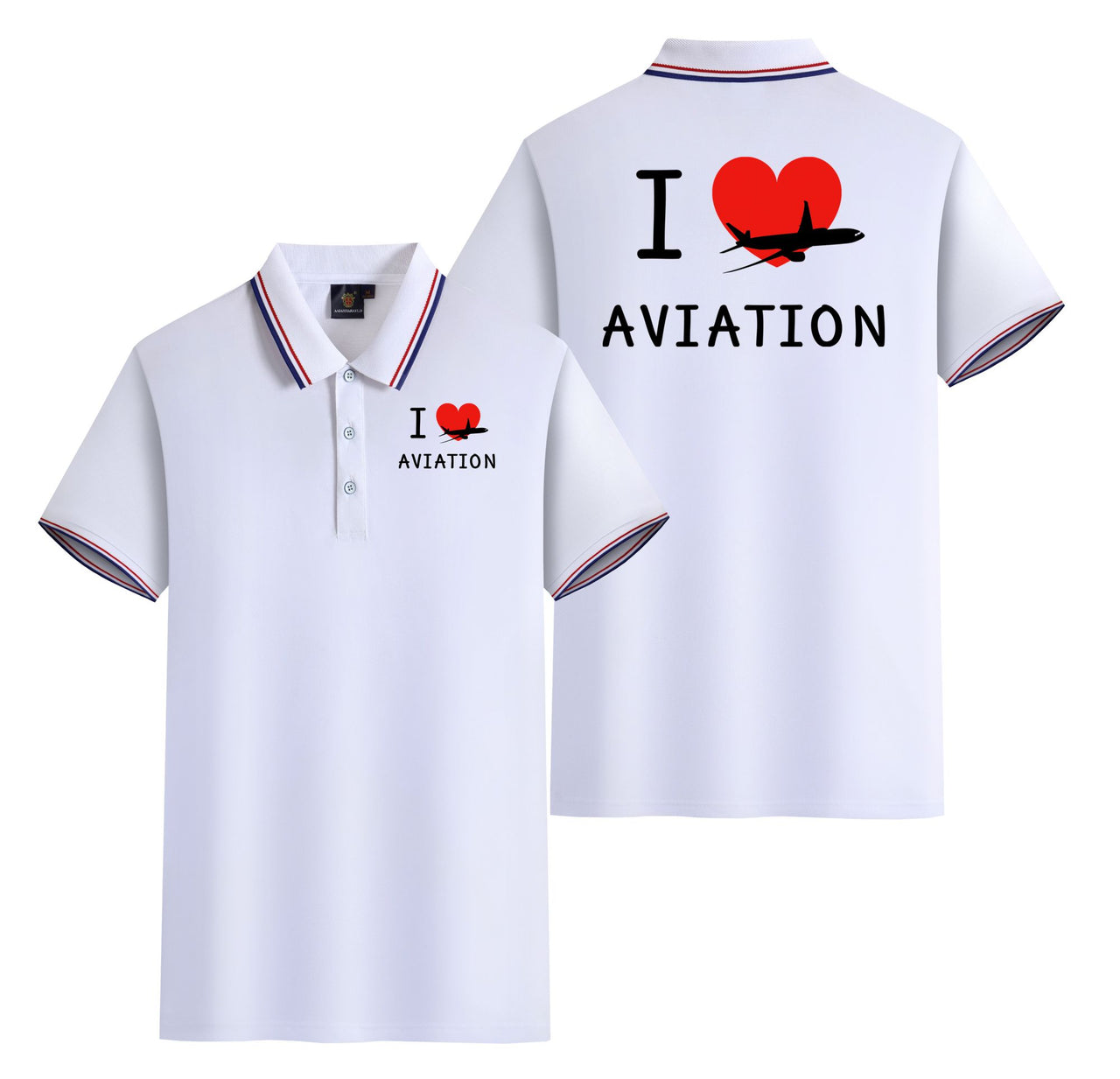 I Love Aviation Designed Stylish Polo T-Shirts (Double-Side)
