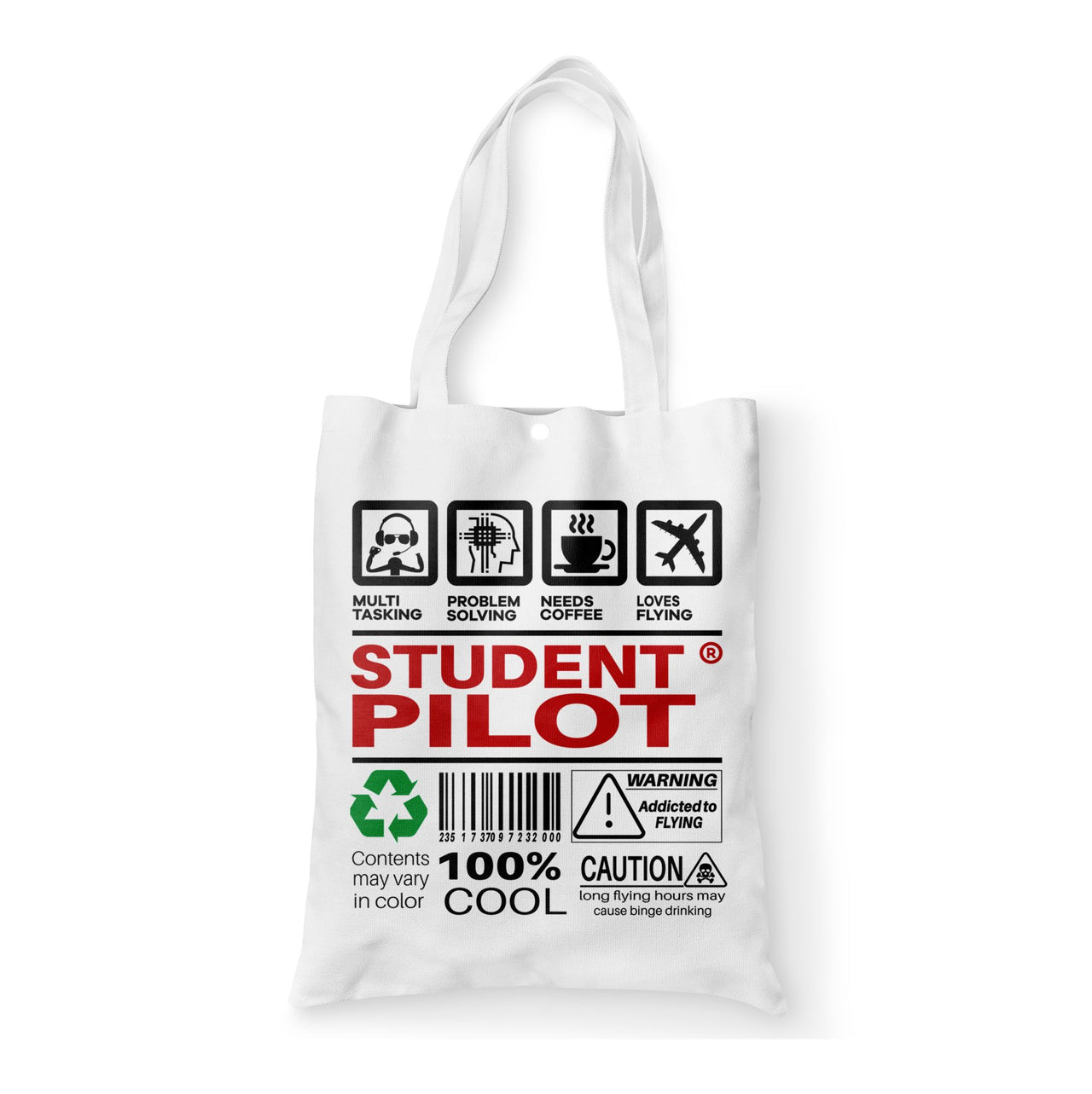 Student Pilot Label Designed Tote Bags