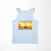 Thumbnail for Face to Face with Air Force Jet & Flames Designed Tank Tops