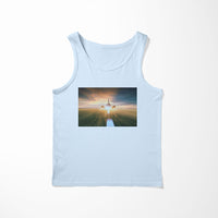 Thumbnail for Airplane Flying Over Runway Designed Tank Tops