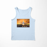 Thumbnail for Amazing Departing Aircraft Sunset & Clouds Behind Designed Tank Tops