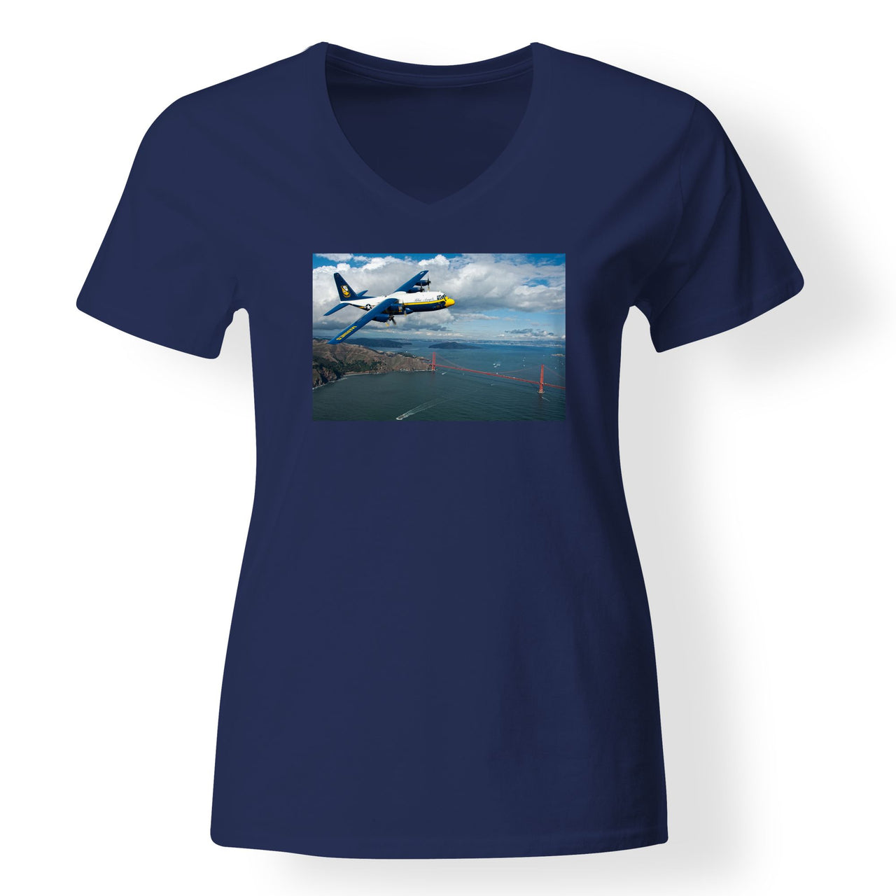 Blue Angels & Bridge Designed V-Neck T-Shirts