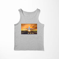 Thumbnail for Amazing Departing Aircraft Sunset & Clouds Behind Designed Tank Tops