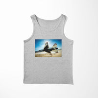 Thumbnail for Turning Right Fighting Falcon F16 Designed Tank Tops