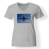 Thumbnail for Airplane From Below Designed V-Neck T-Shirts