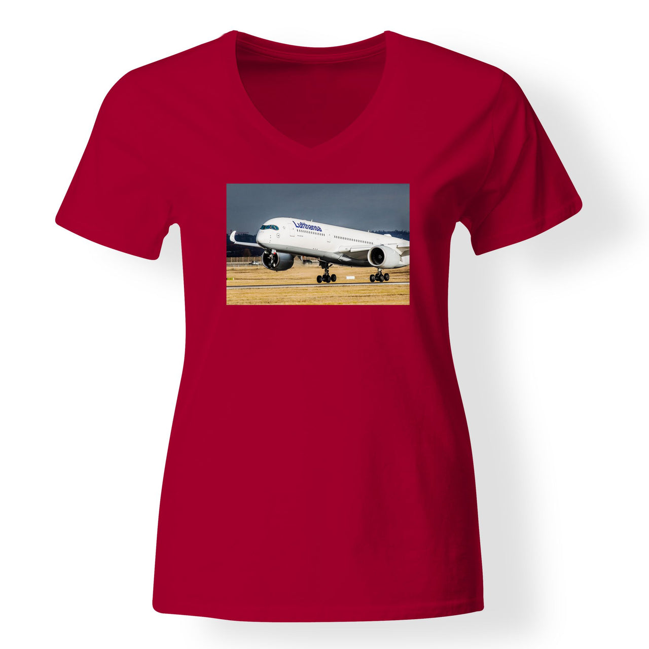Lutfhansa A350 Designed V-Neck T-Shirts