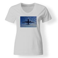 Thumbnail for Airplane From Below Designed V-Neck T-Shirts