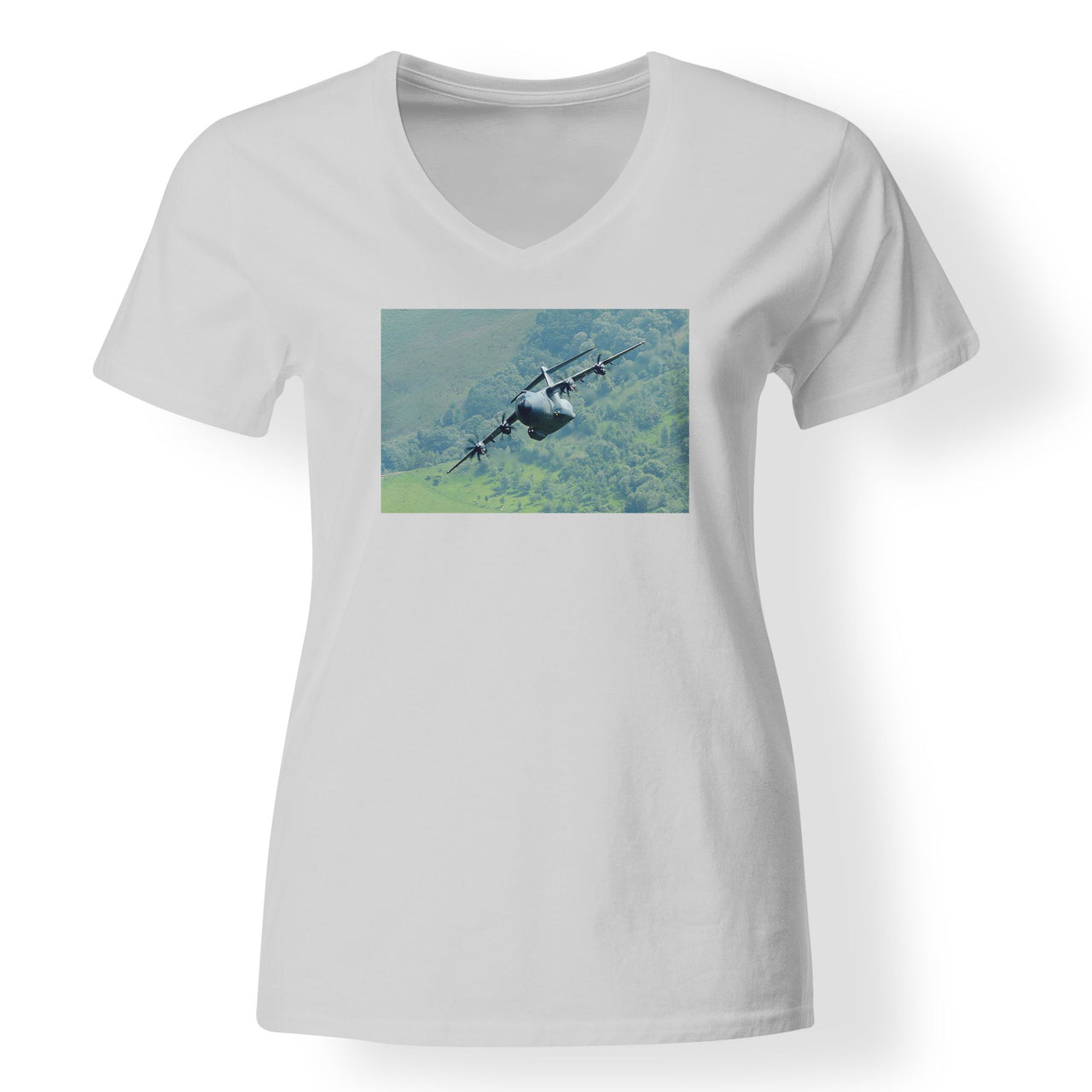 Cruising Airbus A400M Designed V-Neck T-Shirts