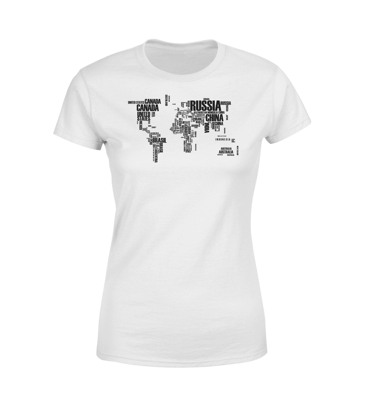 World Map (Text) Designed Women T-Shirts