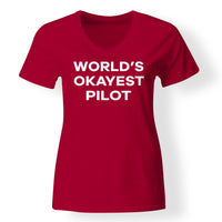 Thumbnail for World's Okayest Pilot Designed V-Neck T-Shirts