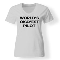 Thumbnail for World's Okayest Pilot Designed V-Neck T-Shirts
