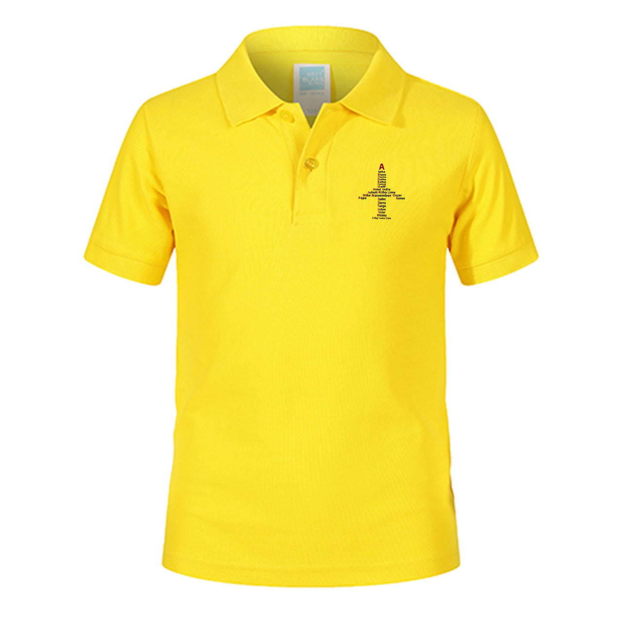 Airplane Shape Aviation Alphabet Designed Children Polo T-Shirts