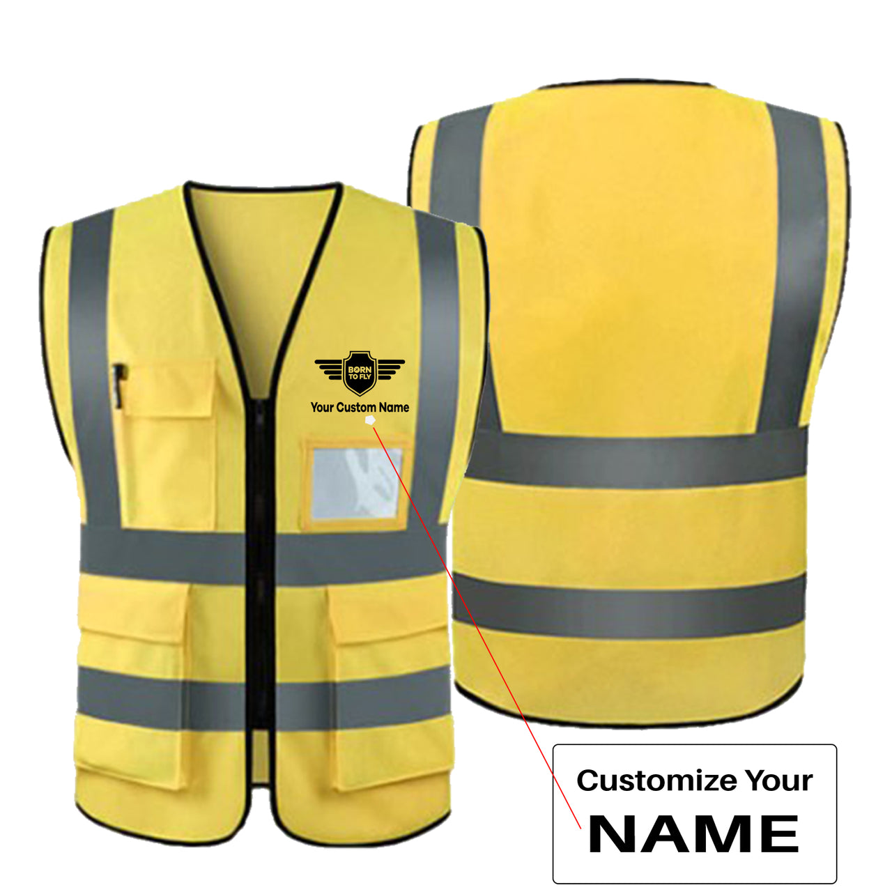 Custom Name with Badge 5 Designed Reflective Vests