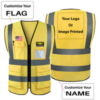 Thumbnail for Custom Your Name & Flag & Logo (1) Designed Reflective Vests