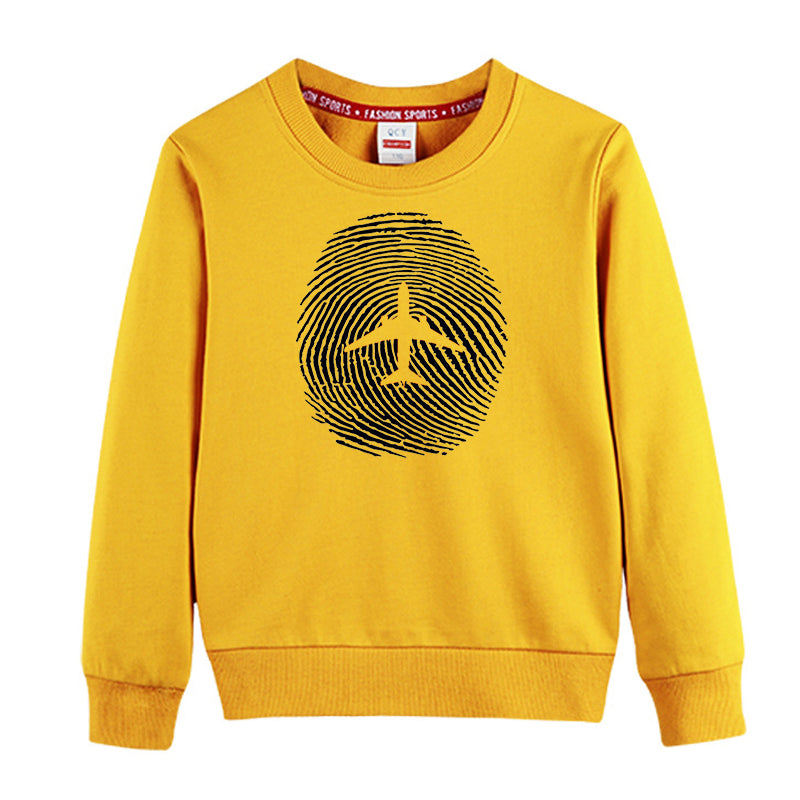 Aviation Finger Print Designed "CHILDREN" Sweatshirts