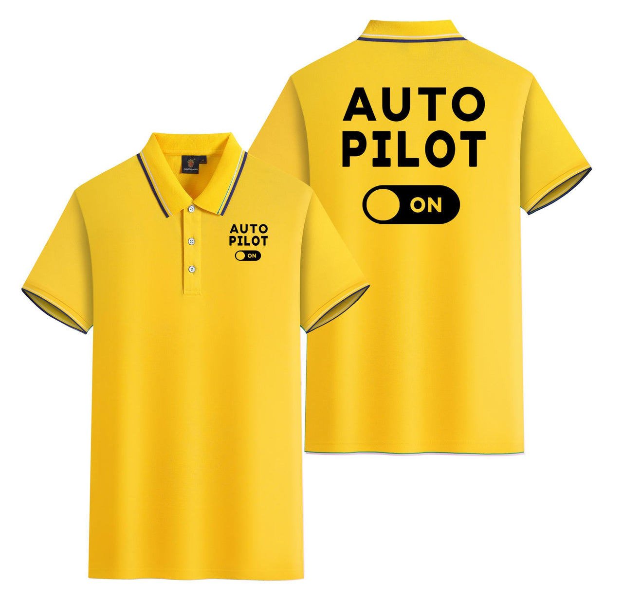 Auto Pilot ON Designed Stylish Polo T-Shirts (Double-Side)