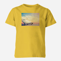 Thumbnail for Parked Aircraft During Sunset Designed Children T-Shirts