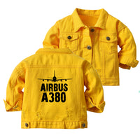 Thumbnail for Airbus A380 & Plane Designed Children Denim Jackets