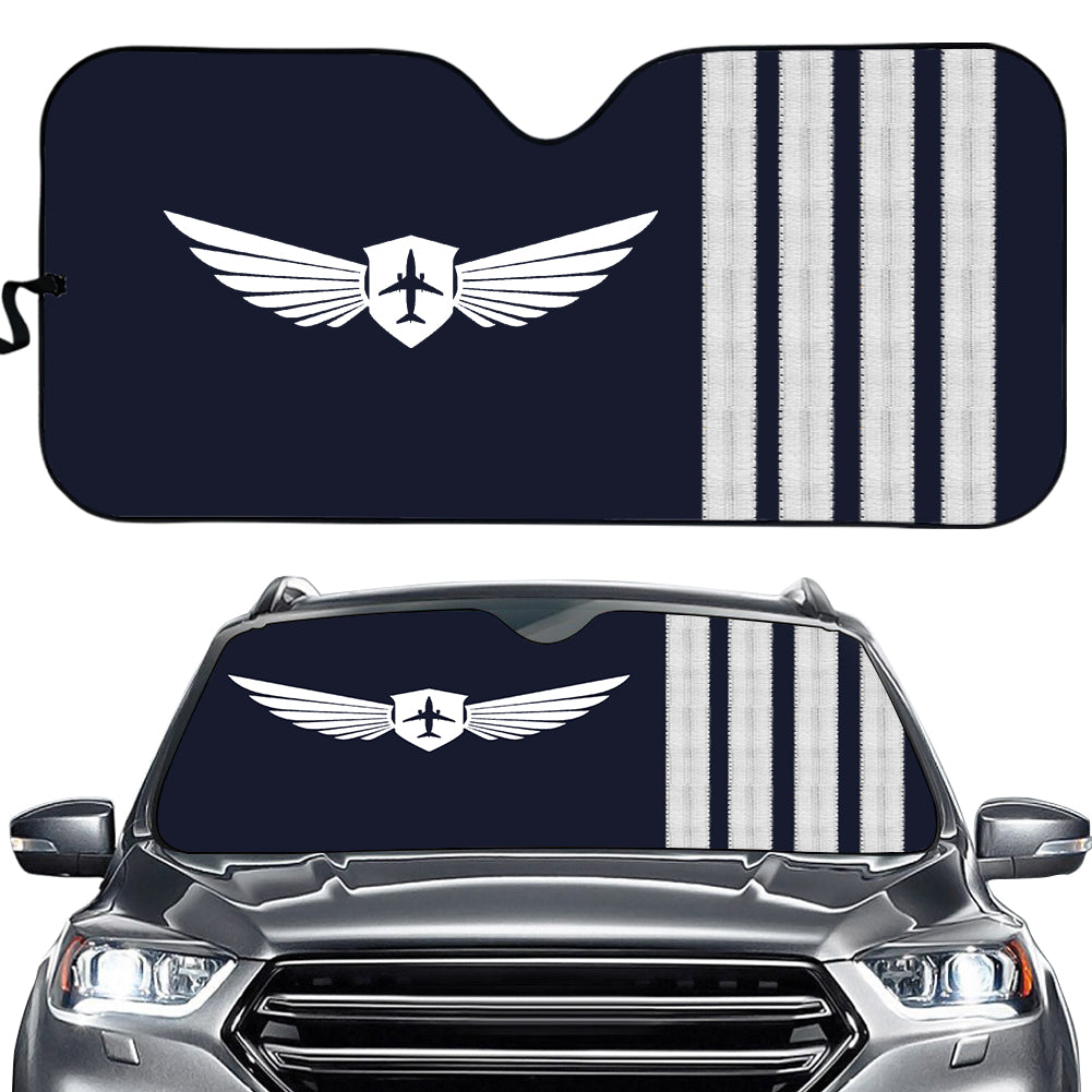 Badge & Silver Epaulettes (4,3,2 Lines) Designed Car Sun Shade