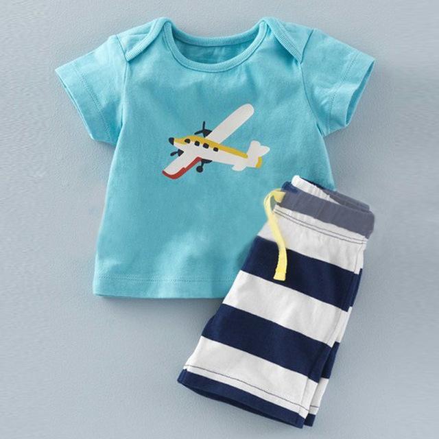 Airplane Printed T-Shirt and Pants Set