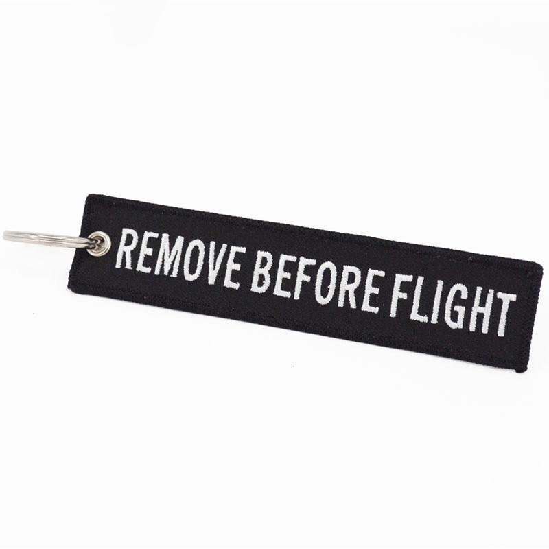 Black Remove Before Flight Designed Key Chains