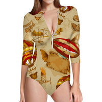 Thumbnail for Graphical Travel Designed Deep V Swim Bodysuits