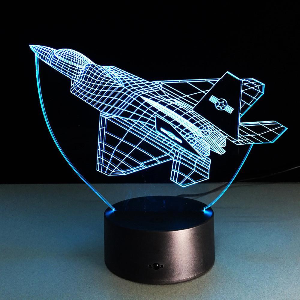 Fighter Jet Designed 3D Night Lamps