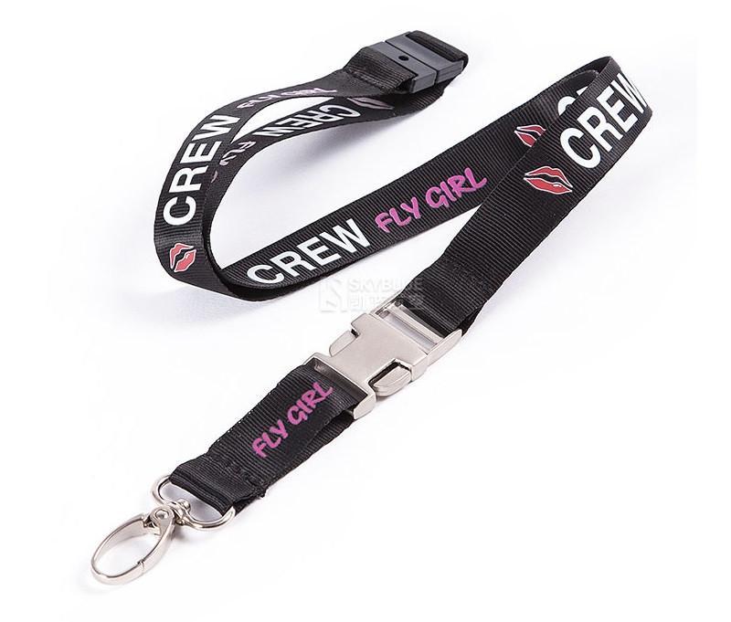 Fly Girl / Boy Lanyard Black with Pink letter Kiss