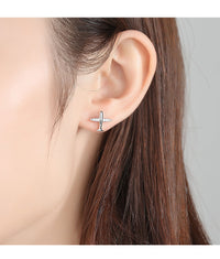 Thumbnail for 925 Silver Sparkling Airplane Shape Designed Earrings